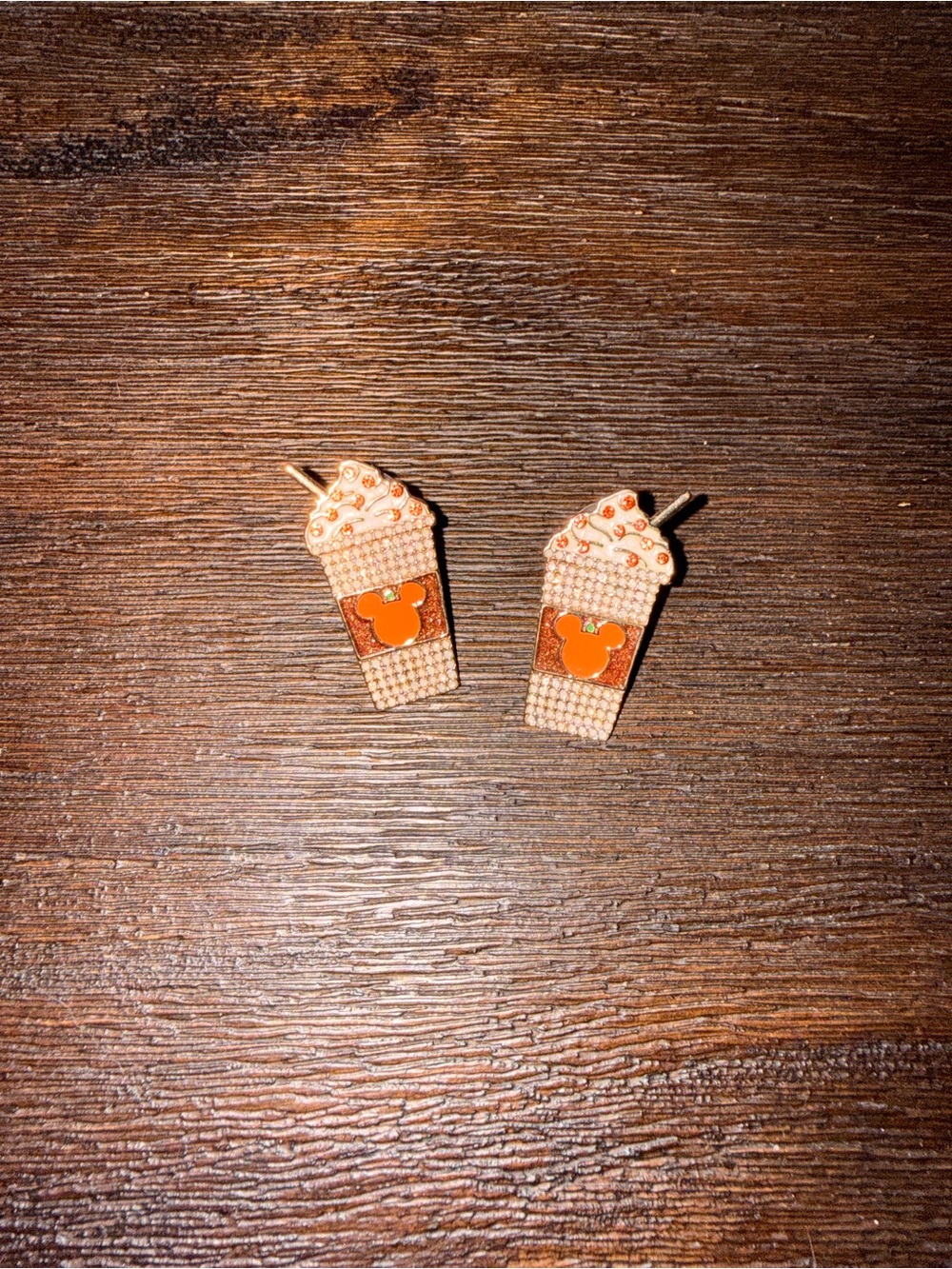 Disney BaubleBar Pumpkin Spice Latte Stud Earrings with Crystal Accents